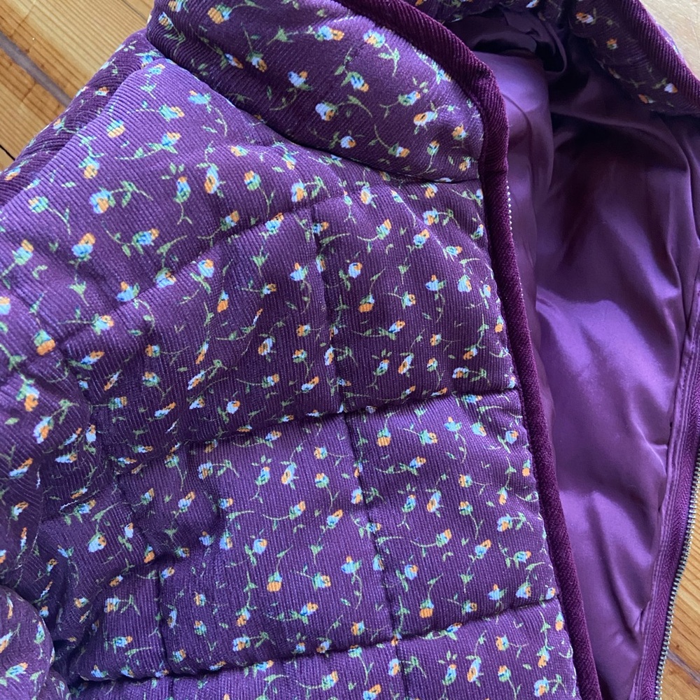 Lulus Burgundy Floral Quilted Puffer Jacket Women’s L EUC 🩷 - Picture 9 of 10